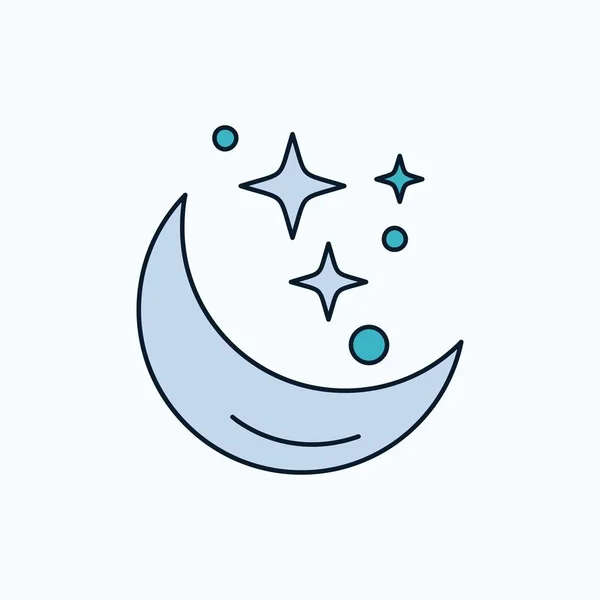 Moon, Night, star, weather, space Flat Icon. green and Yellow sign and symbols for website and Mobile appliation. vector illustration