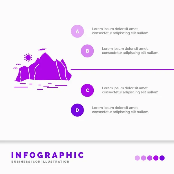 Natur Hügel Landschaft Berg Szene Infografik Vorlage Für Website Und — Stockvektor