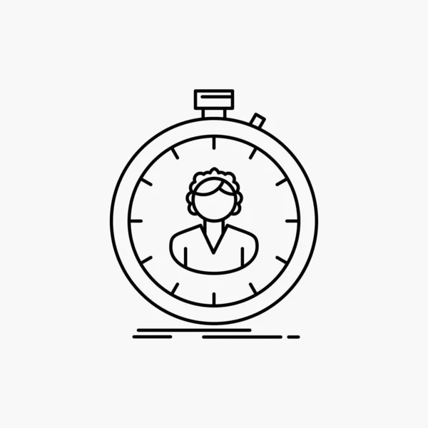 Snel Snelheid Stopwatch Timer Meisje Lijn Pictogram Vectorillustratie Geïsoleerd — Stockvector