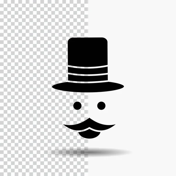 Bigote Hipster Movember Sombrero Hombres Glyph Icono Sobre Fondo Transparente — Archivo Imágenes Vectoriales