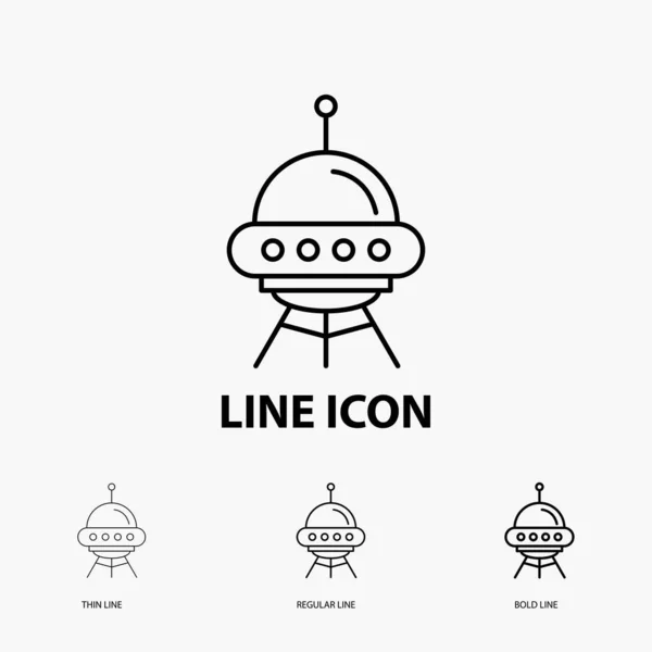 space ship, space, ship, rocket, alien Icon in Thin, Regular and Bold Line Style. Vector illustration