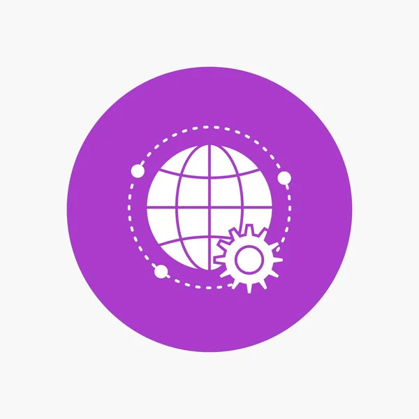 Conectado Line Mundo Globo Multiplayer White Glyph Icon Circle Ilustração —  Vetores de Stock
