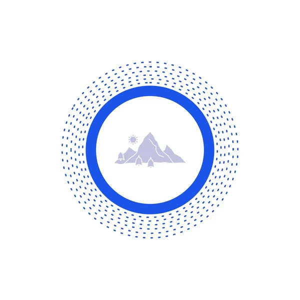 Montaña Paisaje Colina Naturaleza Árbol Glyph Icon Ilustración Aislada Vectorial — Vector de stock
