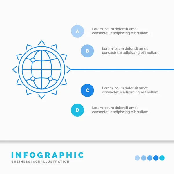 Welt Globus Seo Geschäft Optimierung Infografik Vorlage Für Website Und — Stockvektor