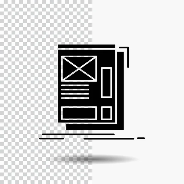 Проволока Рамка Веб Макет Икона Разработки Glyph Прозрачном Фоне Черная — стоковый вектор