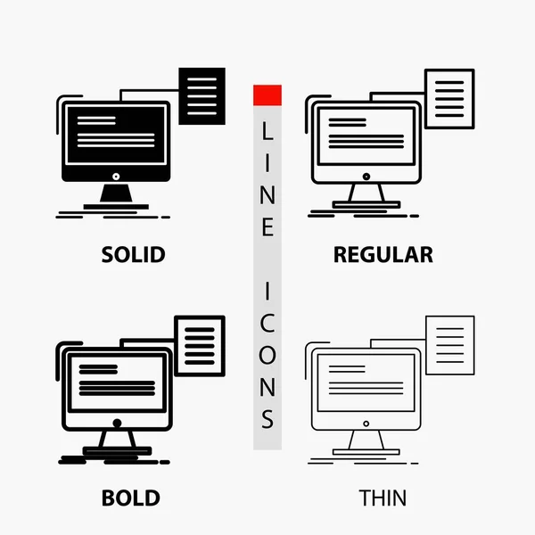 Wznów Przechowywania Drukowanie Dokumentu Ikona Cienki Regularne Wiersz Pogrubiony Styl — Wektor stockowy