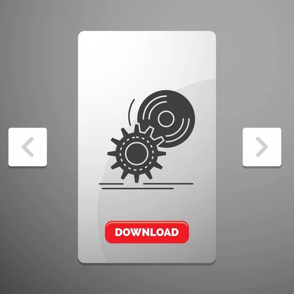 디스크 소프트웨어 Dvd 페이지 슬라이더 디자인 다운로드 버튼에 아이콘 — 스톡 벡터