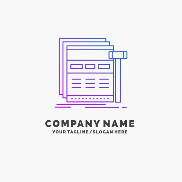 Internet Pagina Web Pagina Web Wireframe Purple Business Logo Template — Vettoriale Stock