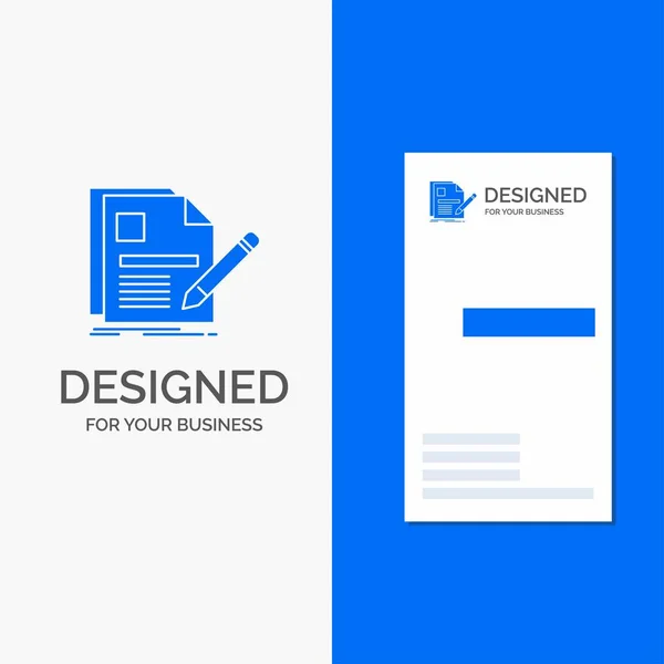 Business Logo Document File Page Pen Resume Vertical Blue Business — Stock Vector