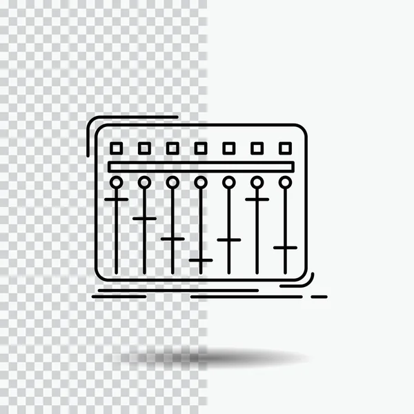 Console Mixer Musica Studio Line Icon Sfondo Trasparente Illustrazione Vettoriale — Vettoriale Stock