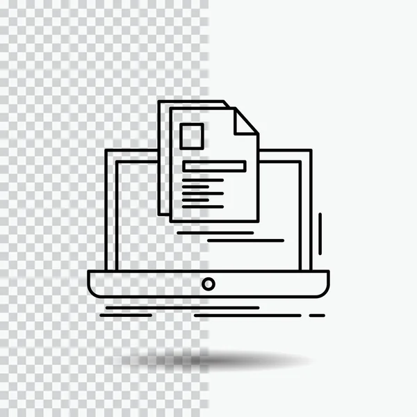Konto Laptop Bericht Drucken Lebenslauf Zeilensymbol Auf Transparentem Hintergrund Abbildung — Stockvektor