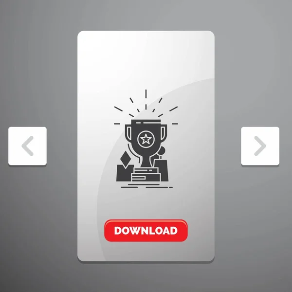 Достижение Награда Кубок Приз Значок Трофея Глифа Оформлении Слайдера Carousal — стоковый вектор