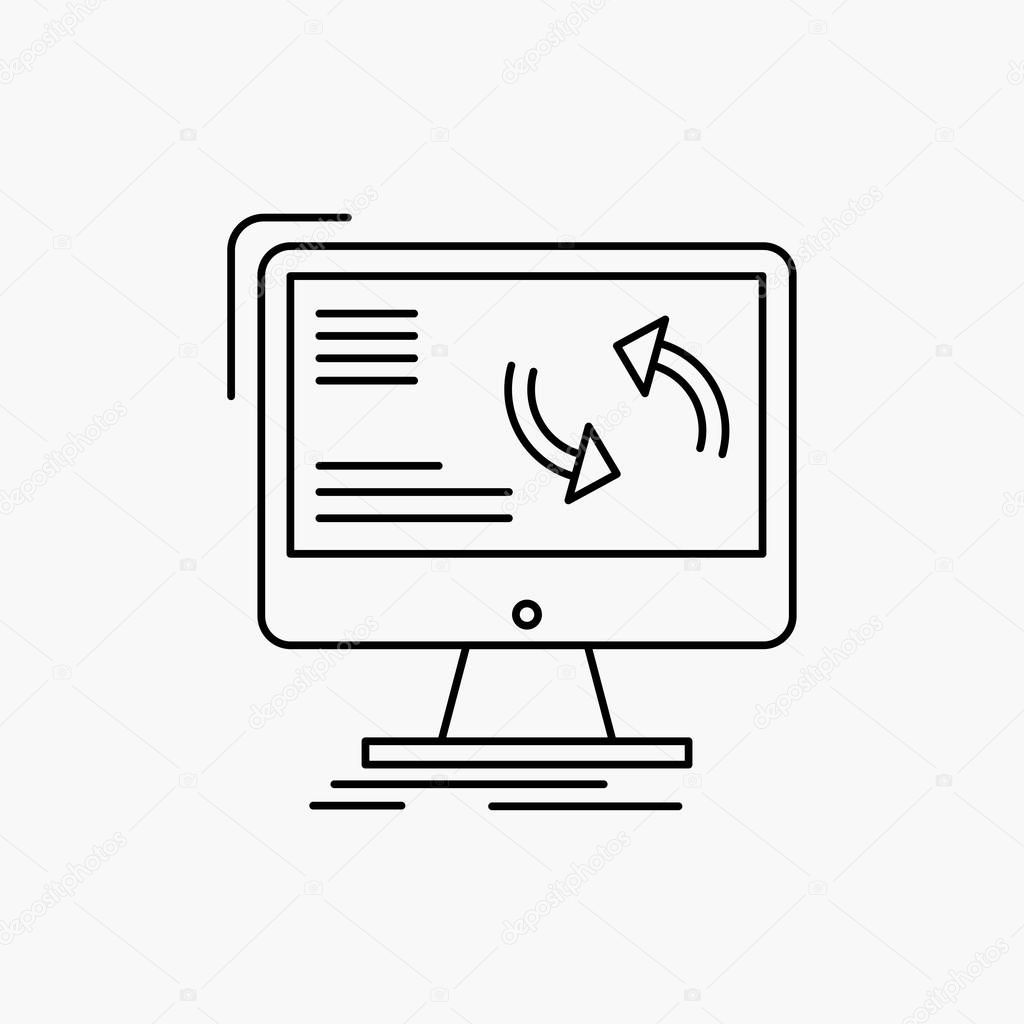 synchronization, sync, information, data, computer Line Icon. Vector isolated illustration