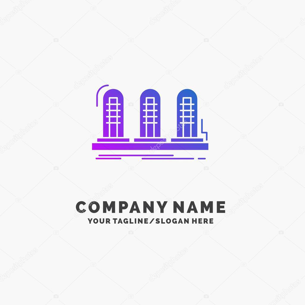 amplifier, analog, lamp, sound, tube Purple Business Logo Template. Place for Tagline.