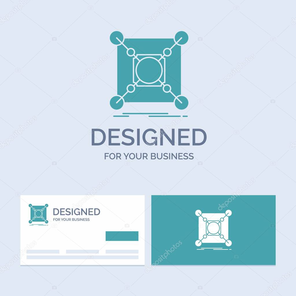 Base, center, connection, data, hub Business Logo Glyph Icon Symbol for your business. Turquoise Business Cards with Brand logo template.