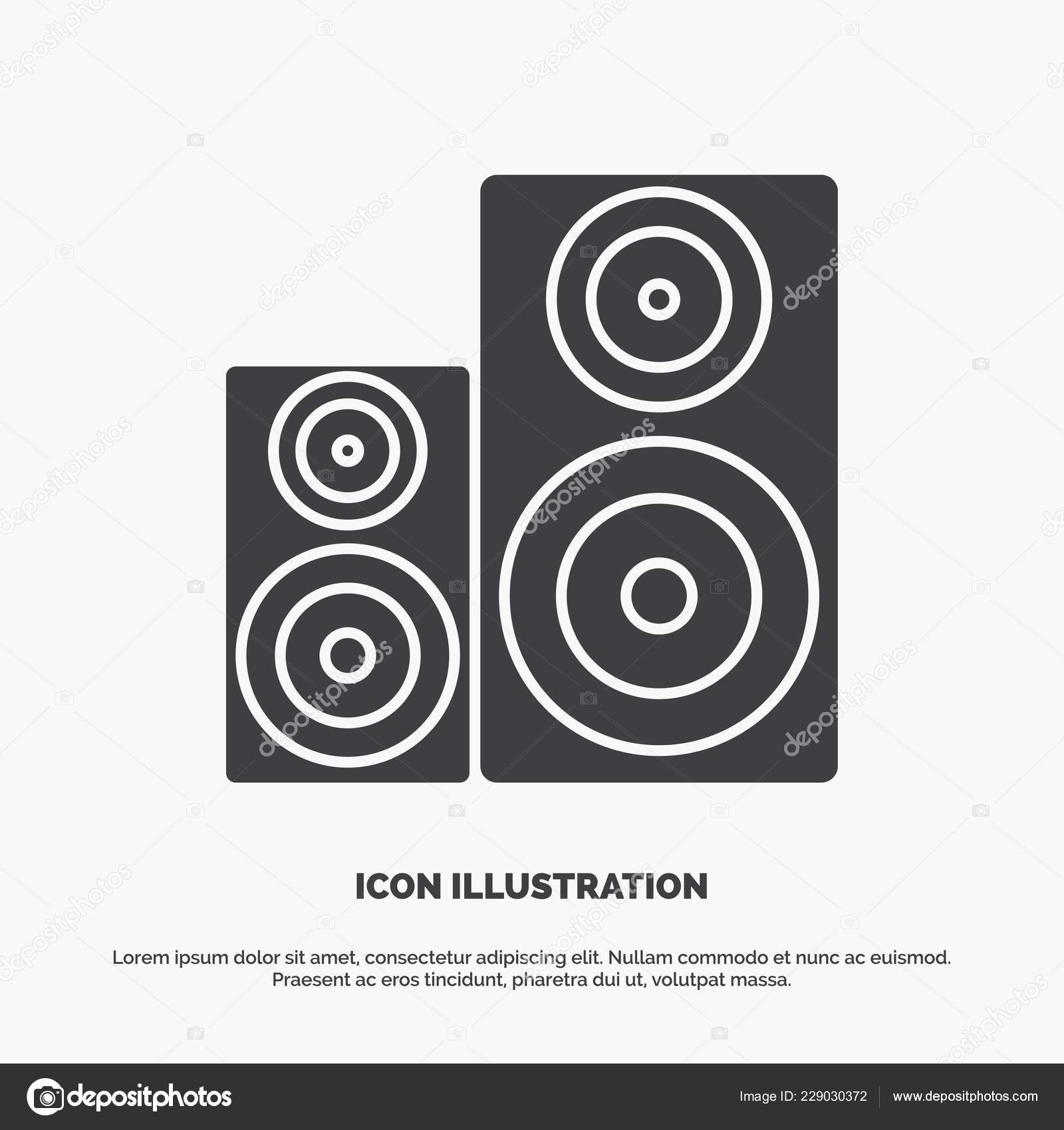 Audio Hifi Monitor Speaker Studio Icon Glyph Vector Gray Symbol