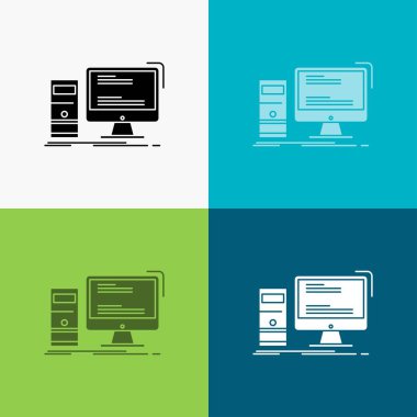 Bilgisayar, Masaüstü, oyun, pc, kişisel simge üzerinde çeşitli arka plan. glif tarzı tasarım, Web ve uygulama Eps 10 vektör çizim için tasarlanmış