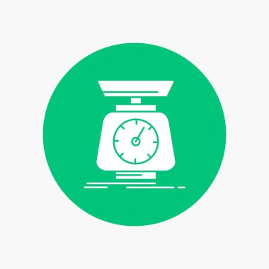 uygulama, kitle, ölçeği, ölçekler, cilt beyaz glif simgesini daire içinde. Düğmesi illüstrasyon vektör