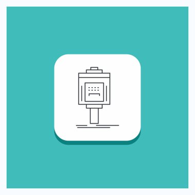 Round Button for valet, parking, service, hotel, valley Line icon Turquoise Background