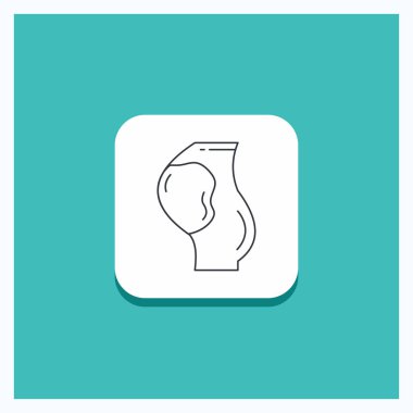 Yuvarlak gebelik, hamile, Bebek, kadın hastalıkları, fetus satırı simgesi turkuaz arka plan düğmesini