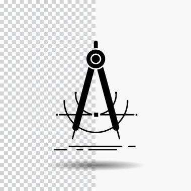 Hassas, accure, geometri, pusula, ölçüm şeffaf arka plan üstünde glif kutsal kişilerin resmi. Siyah simgesi