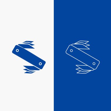 bıçak, ordu, kamp, İsviçre, cep Hattı ve Glyph web Button Mavi renk Dikey Banner Ui ve Ux, web sitesi veya mobil uygulama için