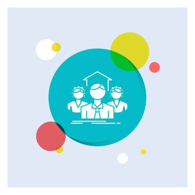 Takım, iş, ekip çalışması, grubu, beyaz glif simgesi renkli daire arka plan toplantısı