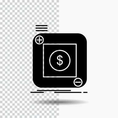 Satınalma, stok, app, şeffaf arka plan uygulaması, mobil glif simgesine. Siyah simgesi