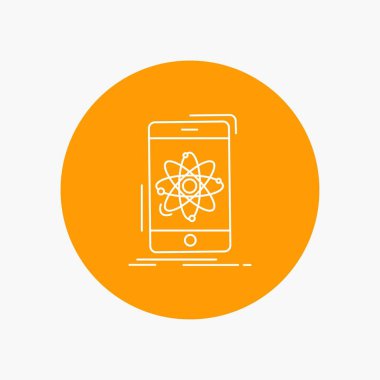 veri, bilgi, mobil, araştırma, bilim daire arka plan beyaz satırı simgesi. vektör simge tasarlamak