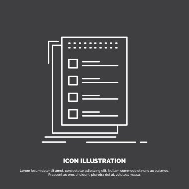 Kontrol, denetim listesi, liste, görev simgesi yapmak. Kullanıcı arabirimi ve Ux, Web veya mobil uygulama çizgi vektör simgesi