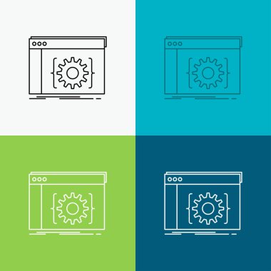 API, app, kodlama, geliştirici, yazılım simgesi üzerinde çeşitli arka plan. Çizgi stili tasarım, Web ve uygulama Eps 10 vektör çizim için tasarlanmış