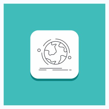 Düğme için globe, yuvarlak dünya, keşfetmek, bağlantı, satırı simgesi turkuaz arka plan ağ