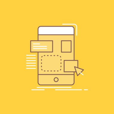 Kaptan, mobil, tasarım, UI, ux düz çizgi dolu kutsal kişilerin resmi. Güzel Logo düğme UI ve Ux, Web veya mobil uygulama için sarı arka plan üzerinde