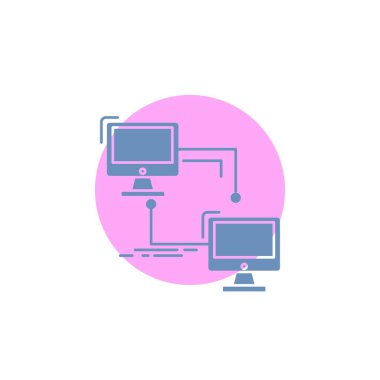 Yerel, ağ, bağlantı, senkronize, bilgisayar glif simgesi.