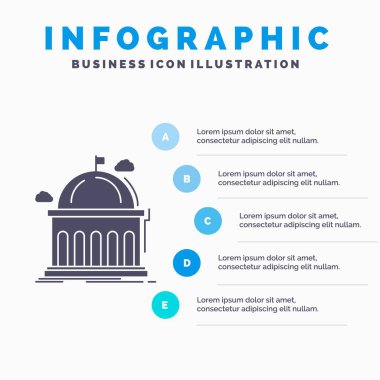 Kütüphane, okul, eğitim, öğrenme, üniversite Infographics şablon web sitesi ve sunum için. Glif gri mavi Infographic stil vektör çizim simgesiyle.