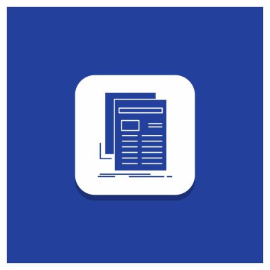 Gazete, medya, haber, haber bülteni, gazete glif simgesi mavi yuvarlak düğmesi