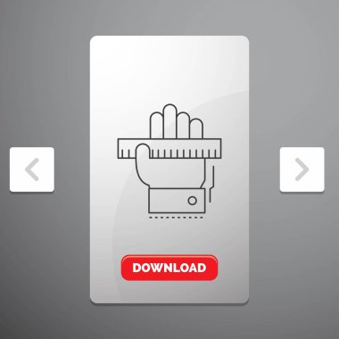 Eğitim, el, öğren, öğrenme, cetvel çizgisi simgesinde rekreasyon Pagination Slider tasarımı ve kırmızı Download düğme
