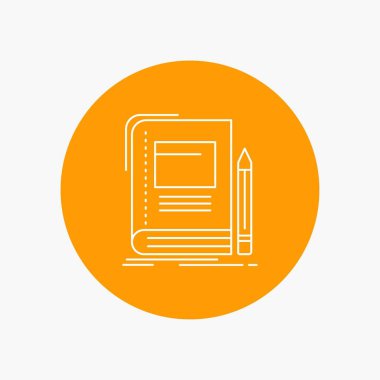 Kitap, defter, iş, eğitim daire arka planda beyaz satırı simgesi okul. vektör simge tasarlamak