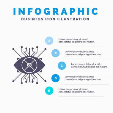 Ar, büyütme, cyber, göz, objektif Infographics şablon web sitesi ve sunum için. Glif gri mavi Infographic stil vektör çizim simgesiyle.