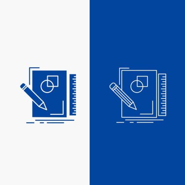 Robot resim, çizim, tasarım, çizmek, geometri hat ve mavi renkli dikey Banner UI ve Ux, Web veya mobil uygulama için glif web düğmesi