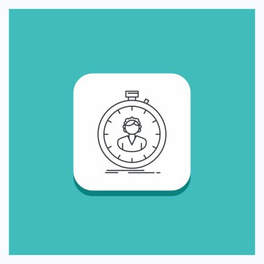 Düğme için hızlı, hız, kronometre, Zamanlayıcı, yuvarlak kız satırı simgesi turkuaz arka plan