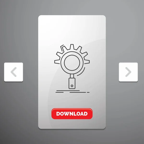 Seo 设置线图标在卡蒙分滑块设计 红色下载按钮 — 图库矢量图片
