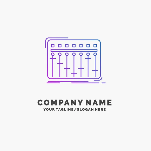 Console Mixer Muziek Studio Paarse Business Logo Template Plaats Voor — Stockvector