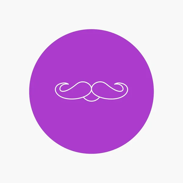 Bigote Hipster Movember Masculino Los Hombres Línea Blanca Icono Círculo — Vector de stock