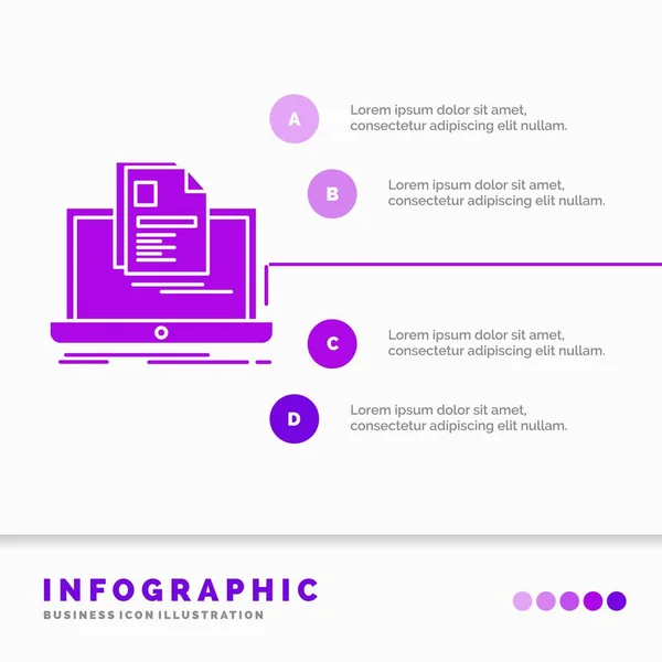 Account Laptop Report Stampa Riprendi Modello Infografica Sito Web Presentazione — Vettoriale Stock