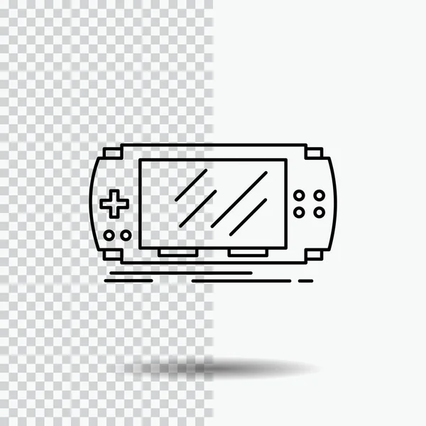 コンソール ゲーム ゲーム 透明な背景の線アイコンの Psp のデバイス 黒いアイコン ベクトル図 — ストックベクタ