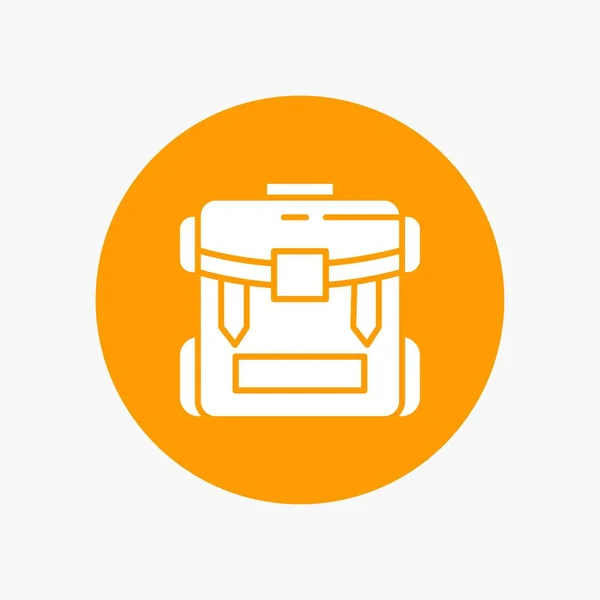 Τσάντα Κάμπινγκ Φερμουάρ Πεζοπορία Αποσκευές Λευκό Εικονίδιο Γλύφων Στον Κύκλο — Διανυσματικό Αρχείο