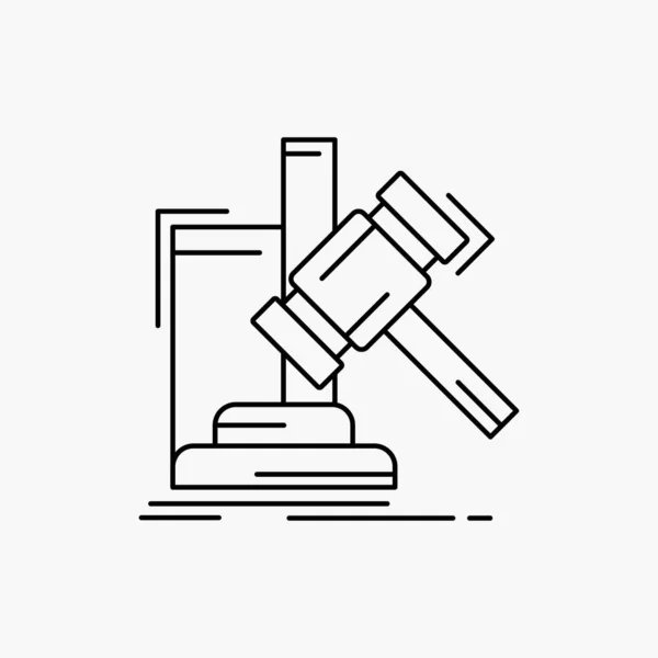 Auktion Hammer Hammer Urteil Liniensymbol Vektor Isolierte Abbildung — Stockvektor