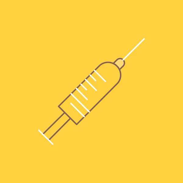 Seringue Injection Vaccin Aiguille Injection Flat Line Filled Icon Beau — Image vectorielle