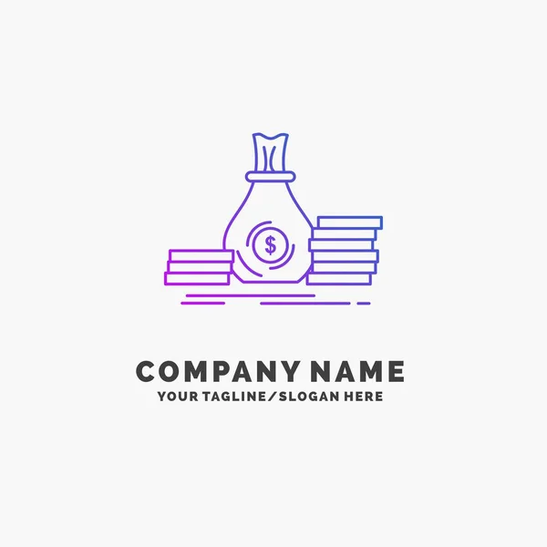 Acumulação Saco Investimento Empréstimo Dinheiro Purple Business Logo Template Lugar — Vetor de Stock